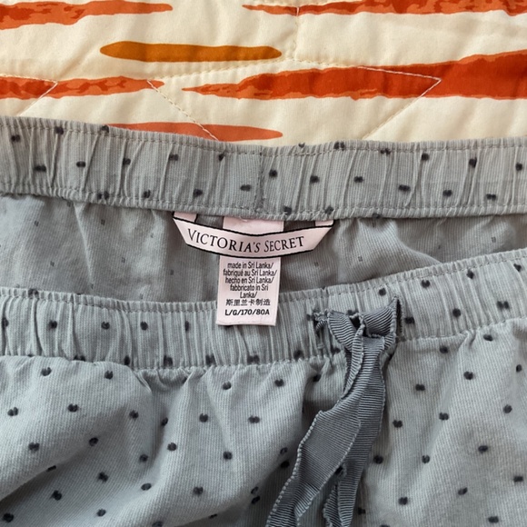 Victoria Secret Pajama Pants 100% Cotton Gray Polka Cottagecore Sexy not Sexy - Picture 4 of 6